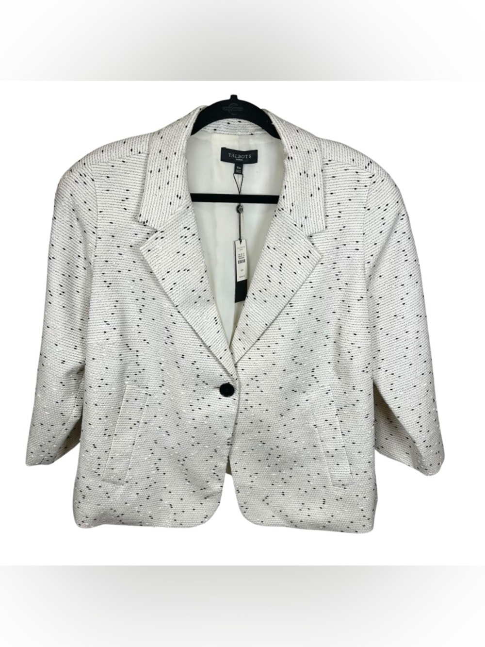 Talbots Tweed Blazer Jackie Fit Textured Neutral 16W Structured Chic NWT